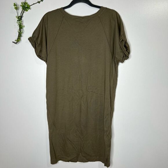 Michael Stars Cara V-Neck Tee Dress Olive Green - Picture 5 of 8